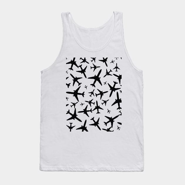 Random Airplanes Pattern Design Tank Top by Avion